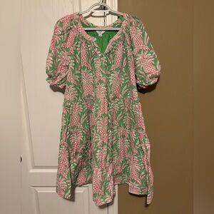 Women’s Crown & Ivy Mint Dress with Pink Floral Print Size 1X